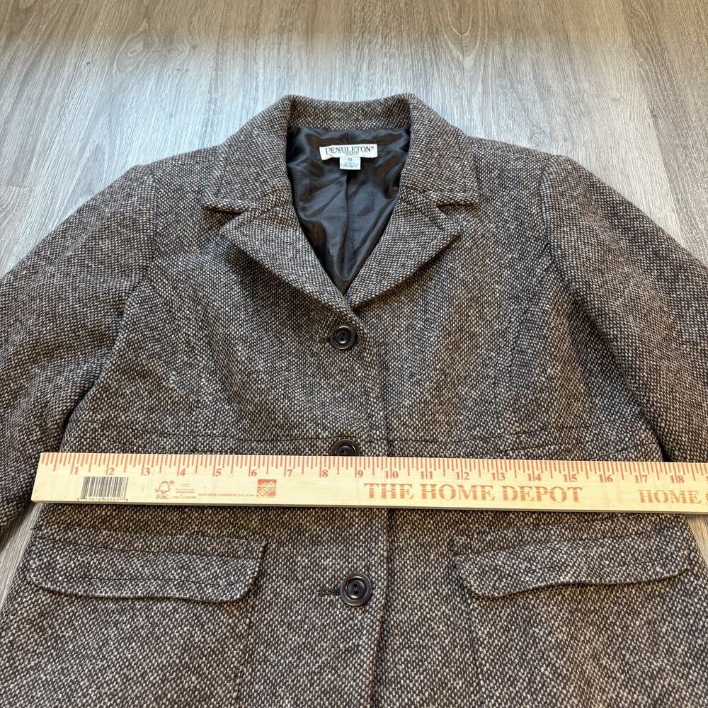 Pendleton Women’s 10 Brown 100% Virgin Wool Blazer Tweed Jacket Academia - Picture 4 of 9